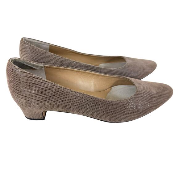 VANELi Astyr Taupe Miniliz Print Taupe Leather Slip On Low Heel Pump Size 9.5 - Picture 2 of 8